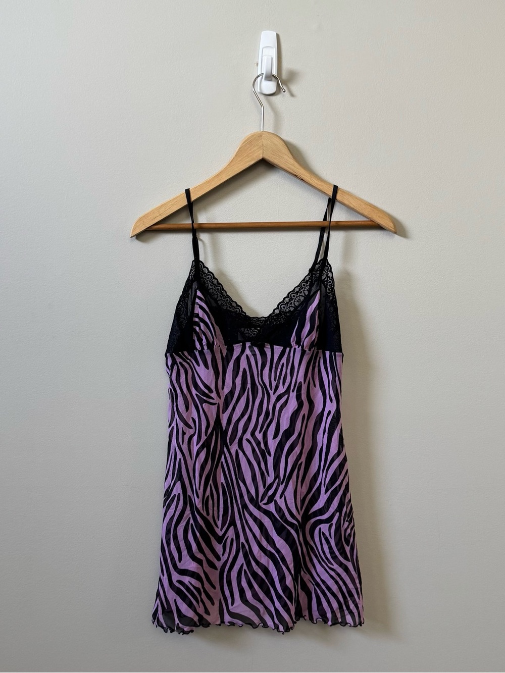 La Senza Y2K zebra print mesh lace slip top